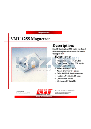 VMU1255 datasheet - Magnetron