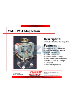 VMU1934 datasheet - Magnetron