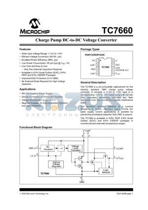 TC7660CPA datasheet - Charge Pump DC-to-DC Voltage Converter