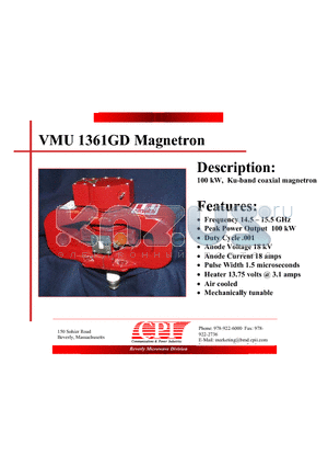 VMU1361GD datasheet - Magnetron