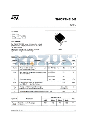 TN805-400B datasheet - SCRs