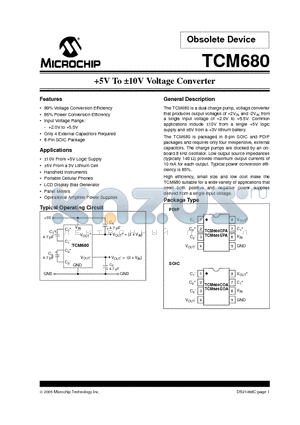 TC7660CPA datasheet - 5V To a10V Voltage Converter