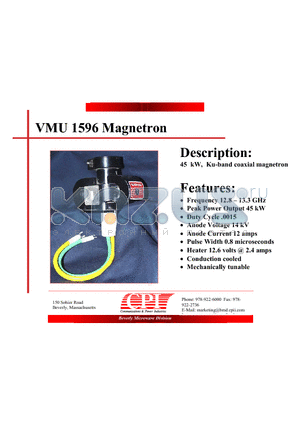 VMU1596 datasheet - Magnetron
