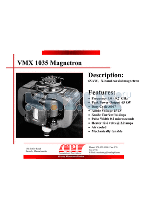 VMX1035 datasheet - Magnetron