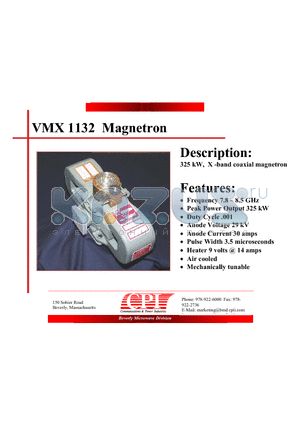 VMX1132 datasheet - Magnetron