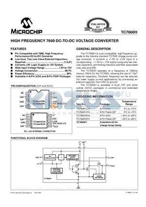 TC7660EV datasheet - HIGH FREQUENCY 7660 DC-TO-DC VOLTAGE CONVERTER