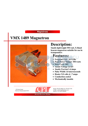 VMX1489 datasheet - Magnetron