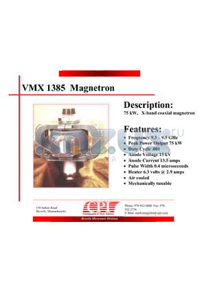 VMX1385 datasheet - Magnetron