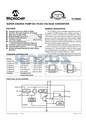 TC7660EV datasheet - SUPER CHARGE PUMP DC-TO-DC VOLTAGE CONVERTER