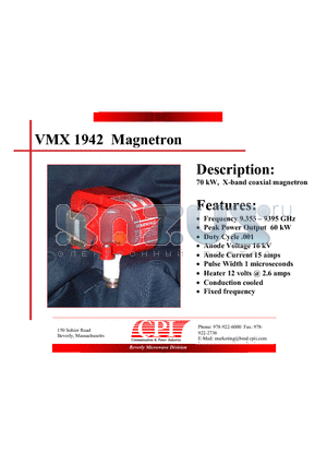 VMX1942 datasheet - Magnetron