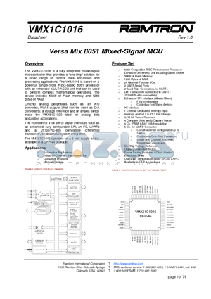 VMX1C1016 datasheet - Versa Mix 8051 Mixed-Signal MCU