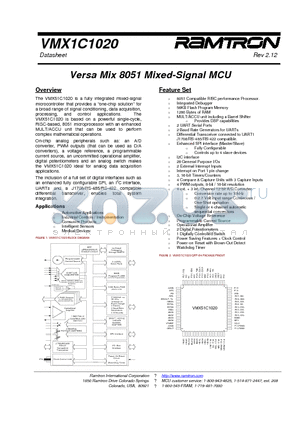 VMX1C1020 datasheet - Versa Mix 8051 Mixed-Signal MCU