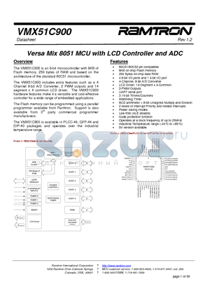 VMX51C900-25-PG datasheet - Versa Mix 8051 MCU with LCD Controller and ADC