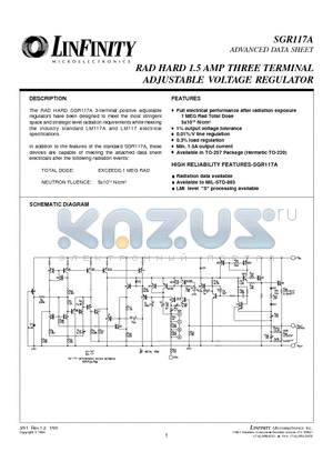 SGR117AIG datasheet - RAD HARD 1.5 AMP THREE TERMINAL ADJUSTABLE VOLTAGE REGULATOR