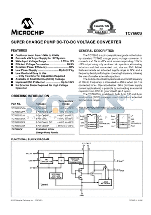 TC7660SCPA datasheet - SUPER CHARGE PUMP DC-TO-DC VOLTAGE CONVERTER