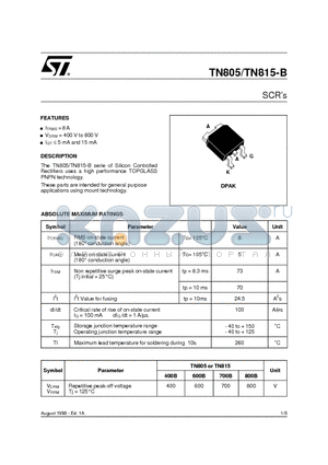 TN815-B datasheet - SCRs