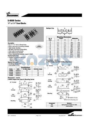 S-8100 datasheet - 1/4 x 11/4 Fuse Blocks