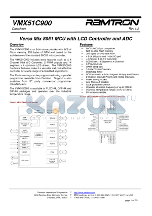 VMX51C900-25-LG datasheet - Versa Mix 8051 MCU with LCD Controller and ADC