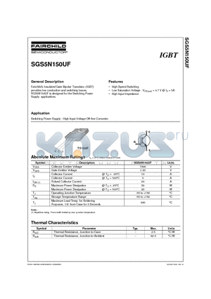 SGS5N150 datasheet - General Description