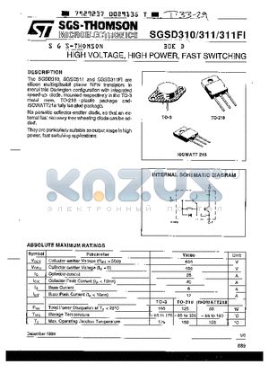 SGSD311 datasheet - HIGH VOLTAGE, HIGH POWER, FAST SWITCHING