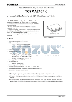 TC7MA245FK datasheet - TOSHIBA CMOS Digital Integrated Circuit Silicon Monolithic