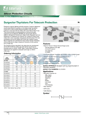 SGT0640SBT datasheet - Silicon Protection Circuits - Surface Mount SurgectorTM Transient Voltage Suppressors