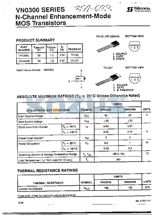 VN0300L datasheet - N-Channel Enhancement-Mode MOS Transistors