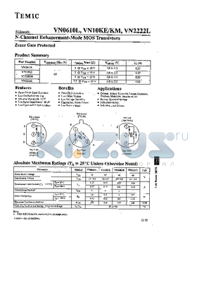 VN0610 datasheet - N-Channel Enhancement-Mode MOS Transistors