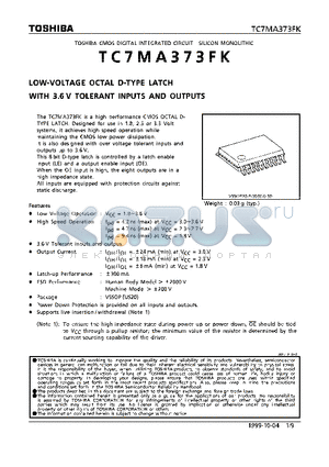 TC7MA373FK datasheet - LOW-VOLTAGE OCTAL D-TYPE LATCH WITH 3.6V TOLERANT INPUTS AND OUTPUTS