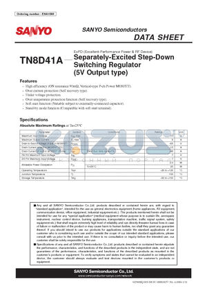 TN8D41A datasheet - ExPD (Excellent-Performance Power & RF Device) Separately-Excited Step-Down Switching Regulator (5V Output type)