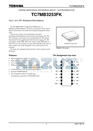 TC7MB3253FK datasheet - TOSHIBA CMOS DIGITAL INTEGRATED CIRCUIT SILICON MONOLITHIC