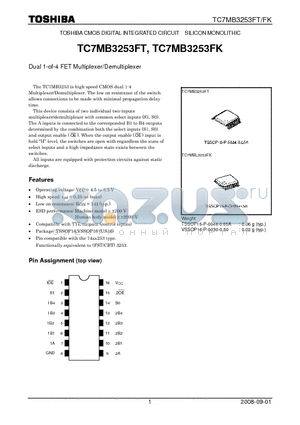 TC7MB3253FK datasheet - Dual 1-of-4 FET Multiplexer/Demultiplexer