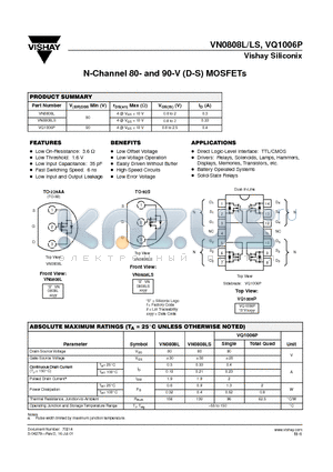 VN0808LS datasheet - N-Channel 80- and 90-V (D-S) MOSFETs