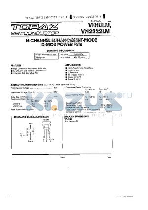 VN10LM datasheet - N CHANNEL ENHANCEMENT MODE D MOS POWER FETS