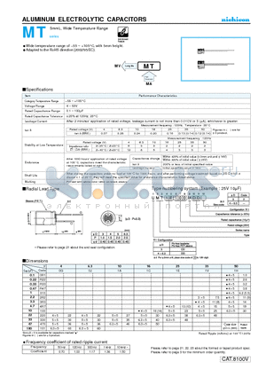 UMT1E100MDD datasheet - ALUMINUM ELECTROLYTIC CAPACITORS
