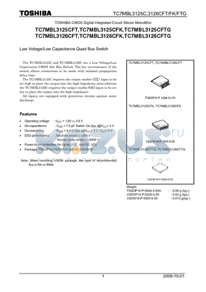 TC7MBL3125CFK datasheet - Low Voltage/Low Capacitance Quad Bus Switch