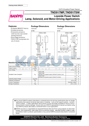 TND017 datasheet - Lowside Power Switch Lamp, Solenoid, and Motor-Driving Applications