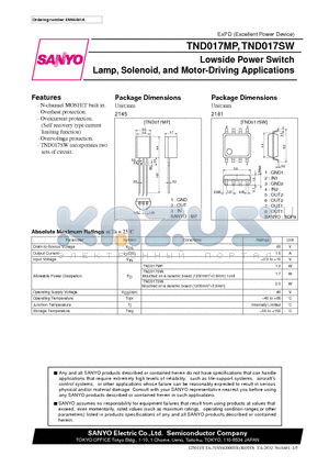 TND017MP datasheet - Lowside Power Switch Lamp, Solenoid, and Motor-Driving Applications