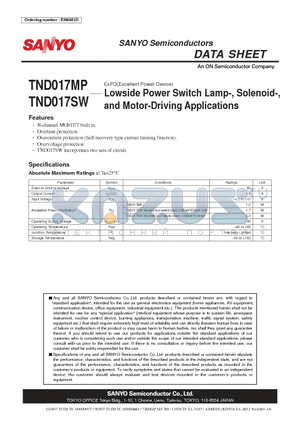 TND017MP datasheet - Lowside Power Switch Lamp-, Solenoid-, and Motor-Driving Applications