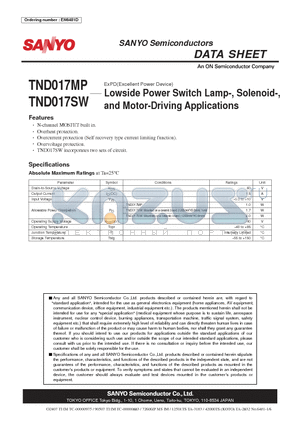 TND017MP_07 datasheet - Lowside Power Switch Lamp-, Solenoid-, and Motor-Driving Applications