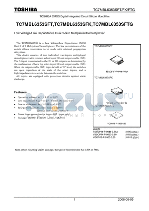 TC7MBL6353SFT datasheet - Low Voltage/Low Capacitance Dual 1-of-2 Multiplexer/Demultiplexer