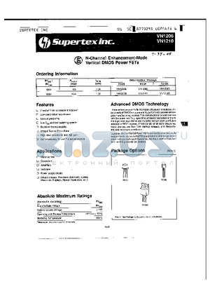 VN1206B datasheet - N-Channel Enhancement-Mode Vertical DMOS Power FETs