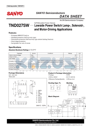 TND027SW_11 datasheet - Lowside Power Switch Lamp-, Solenoid-, and Motor-Driving Applications