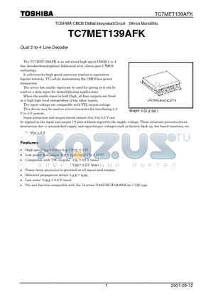 TC7MET139AFK datasheet - TOSHIBA CMOS Didital Integrated Circuit Silicon Monolithic