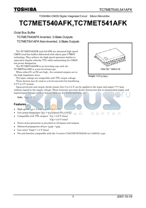 TC7MET541AFK datasheet - Octal Bus Buffer