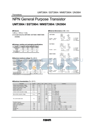 UMT3904 datasheet - NPN General Purpose Transistor