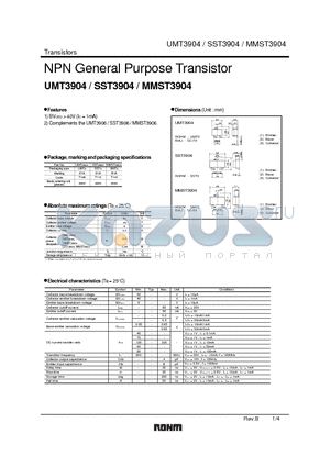 UMT3904_1 datasheet - NPN General Purpose Transistor