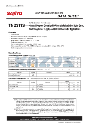 TND311S datasheet - ExPD (Excellent Power Device) General Purpose Driver for PDP Sustain Pulse Drive, Motor Drive