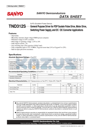 TND312S datasheet - ExPD (Excellent Power Device) General Purpose Driver for PDP Sustain Pulse Drive, Motor Drive