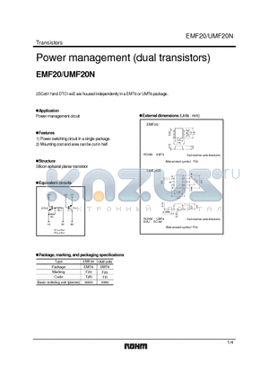 UMT6 datasheet - Power mamage,emt (dual transistors)